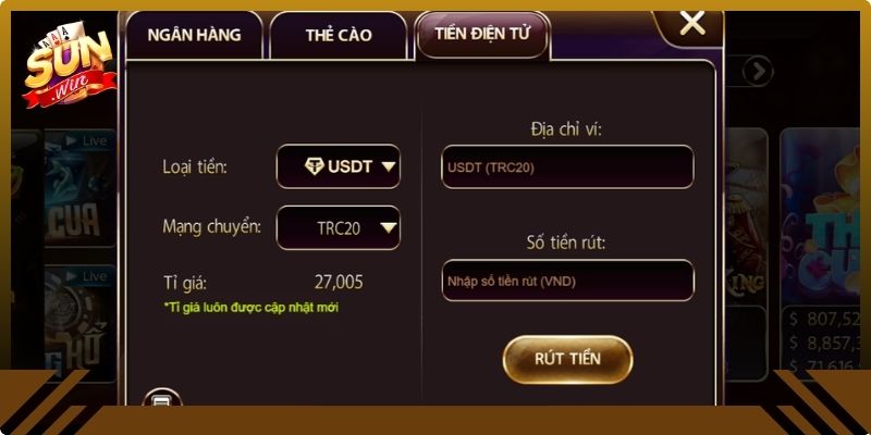 Theo dõi chi tiết quy trình rút tiền sunwin20
